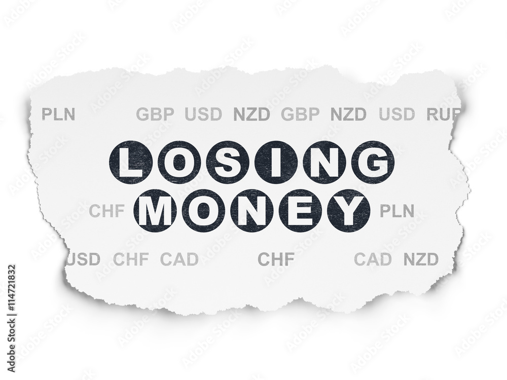 Banking concept: Losing Money on Torn Paper background Banking concept: Losing Money on Torn Paper background