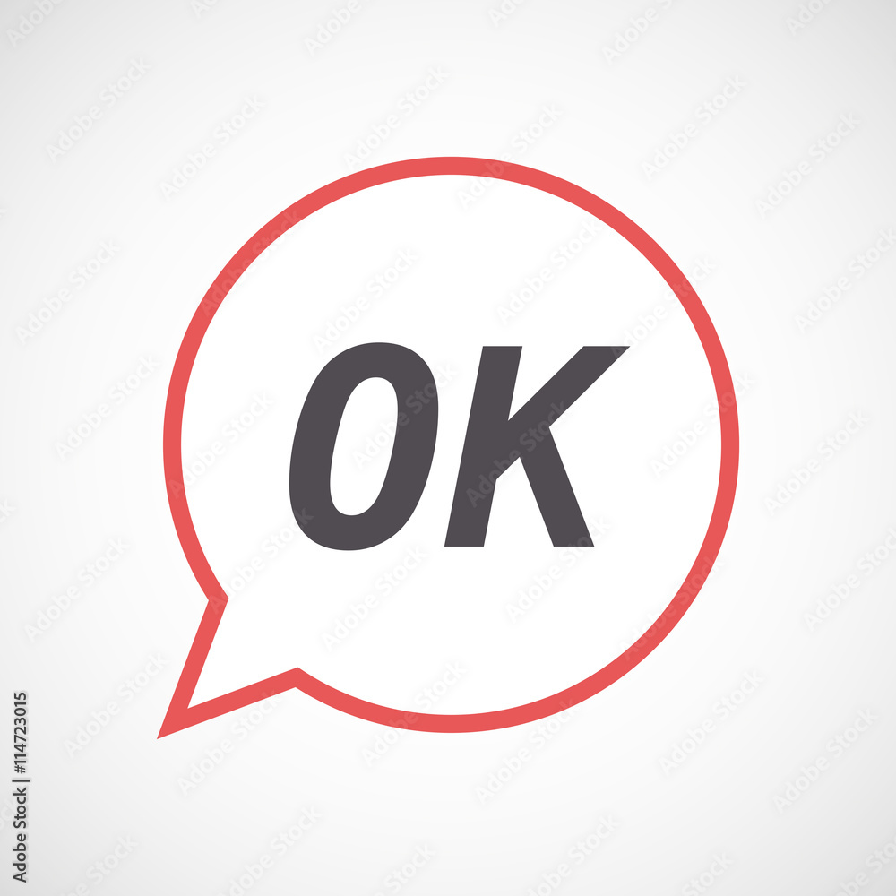 Isolated comic balloon icon with    the text OK