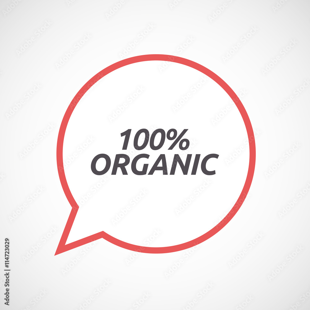 Isolated comic balloon icon with the text 100% ORGANIC Isolated comic balloon icon with the text 100% ORGANIC
