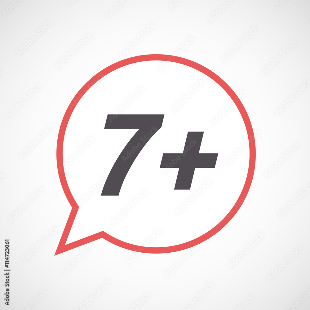 Isolated comic balloon icon with the text 7+ Isolated comic balloon icon with the text 7+