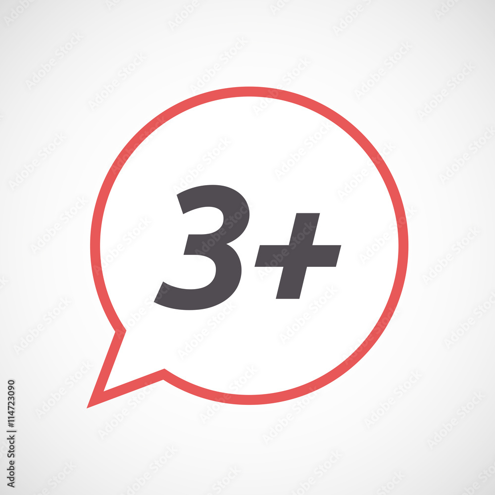 Isolated comic balloon icon with the text 3+ Isolated comic balloon icon with the text 3+