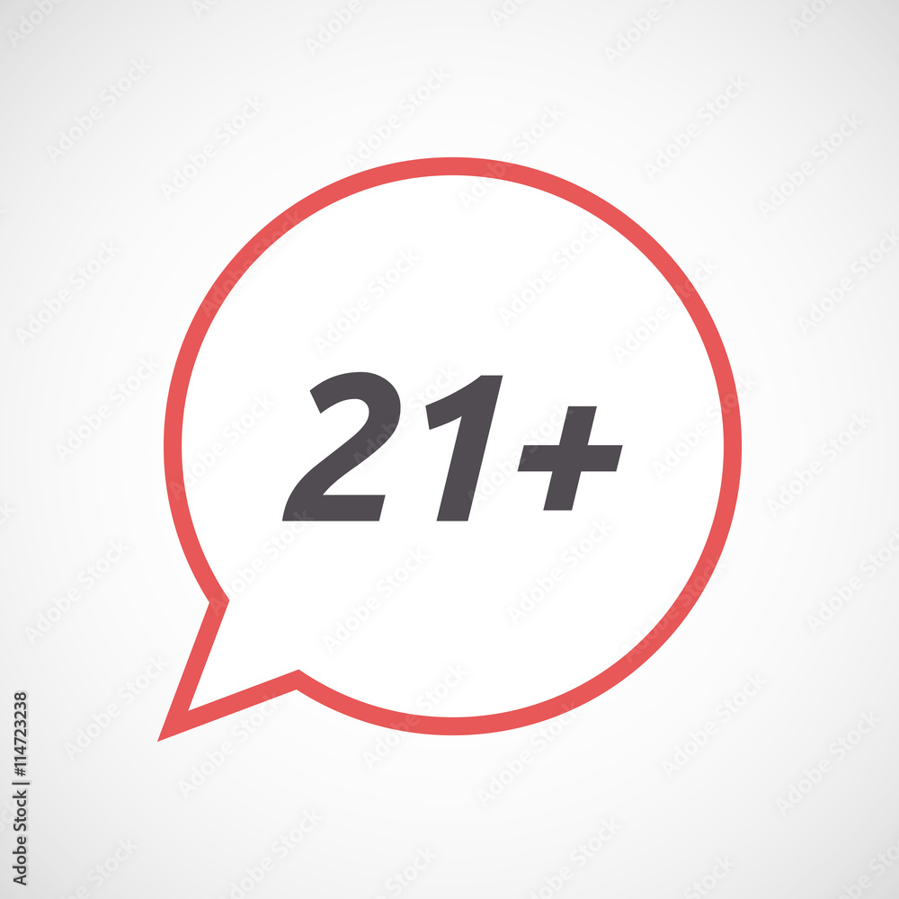 Isolated comic balloon icon with the text 21+ Isolated comic balloon icon with the text 21+