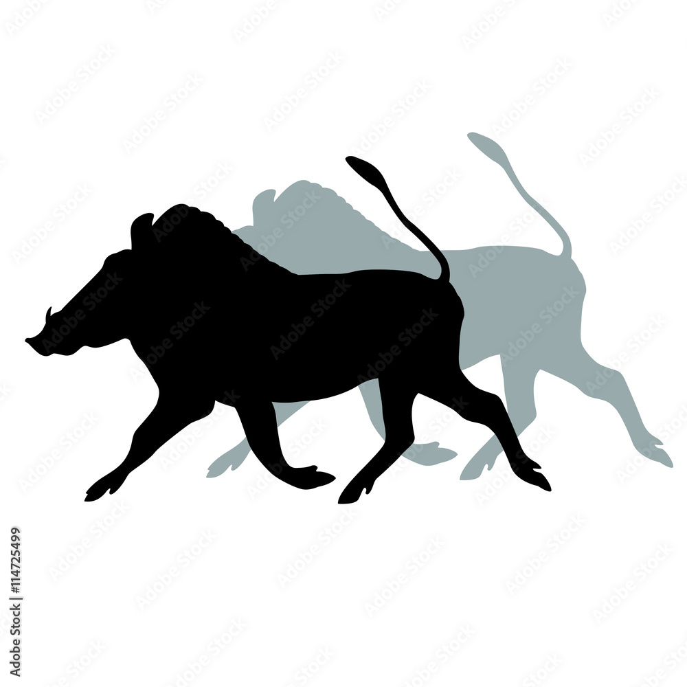 African warthog black silhouette Stock Vector | Adobe Stock