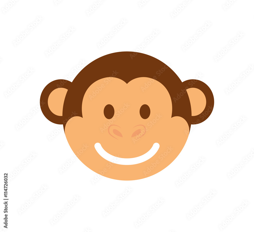 Cute animal concept represented by head of cartoon monkey icon. Isolated and Flat illustration Cute animal concept represented by head of cartoon monkey icon. Isolated and Flat illustration