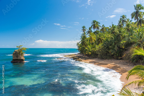 Fototapeta Naklejka Na Ścianę i Meble -  Wild caribbean beach of Manzanillo at Puerto Viejo, Costa Rica
