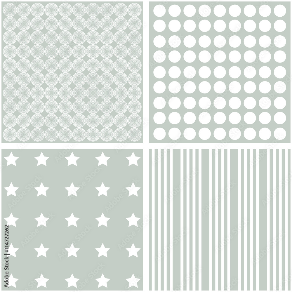Set of 4 background patterns in pale blue.