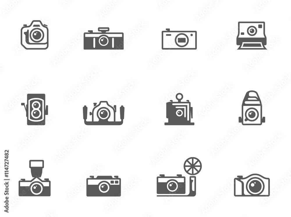 Camera icons in black & white. Camera icons in black & white.