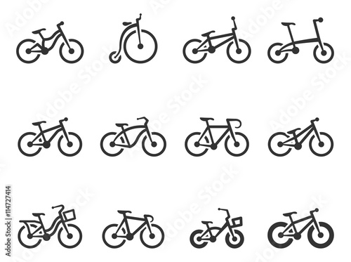 Bicycle type icons in single color.