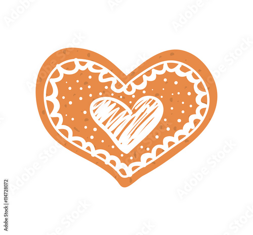 Love concept represented by heart cookie icon. isolated and flat illustration 