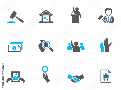 Auction icons in duo tone colors.