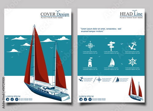 Yacht club. Flyer design template vector.
