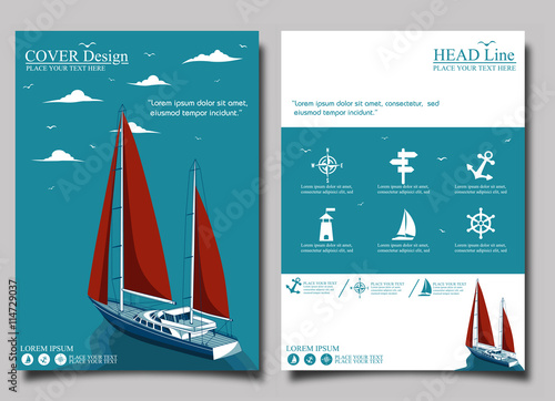 Yacht club. Flyer design template vector.