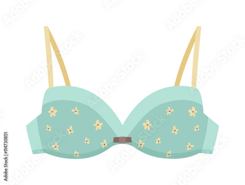 Fashion pink bra on white background. Vector bra fashion underwear lingerie clothing. Brassiere clothes women breast bra romance sensuality. Lady lace romantic seduction brassiere.