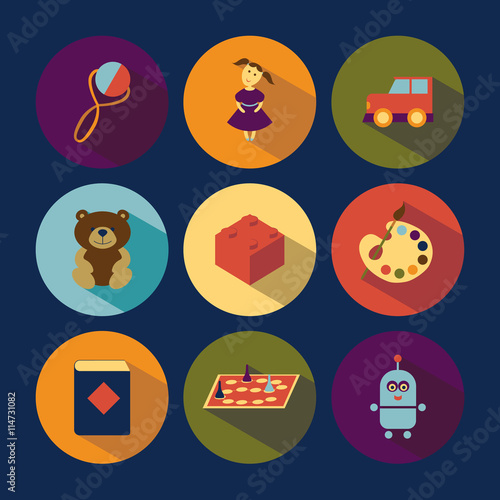 Vector icons of toys