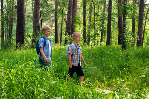 Children hiking outdoor