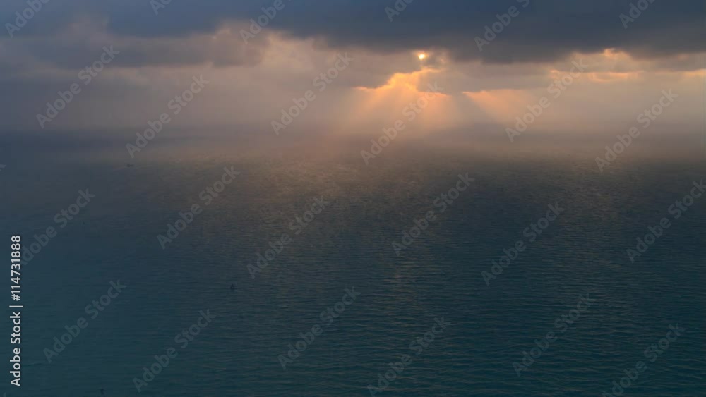 Sunset flight over Atlantic waters off the Florida coast Sunset flight over Atlantic waters off the Florida coast
