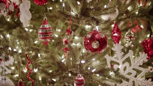 Close up of decorated Christmas tree / Cedar Hills, Utah, United States
