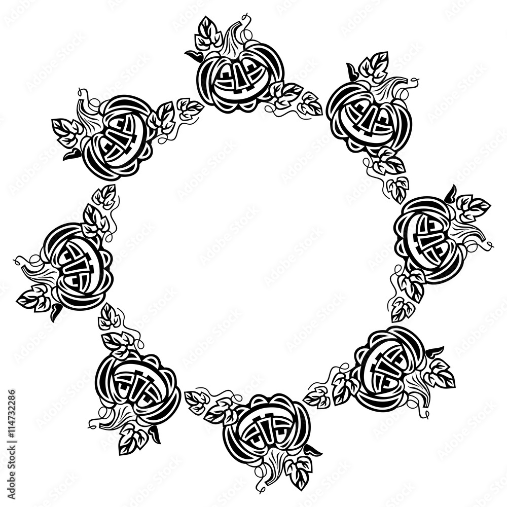 Pumpkin Black And White Clipart Border