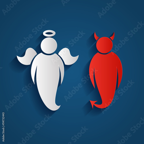 Vector illustration with angels and demons