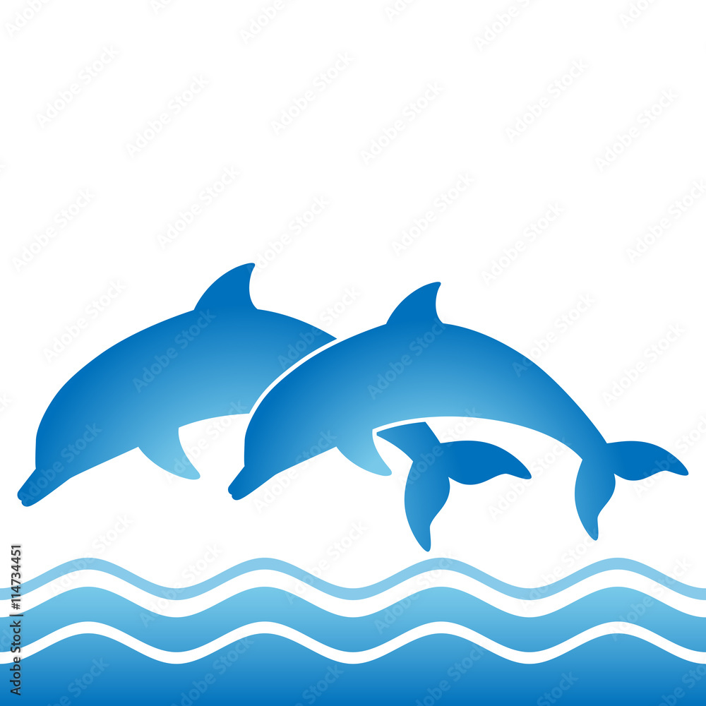 Obraz premium two jumping dolphins