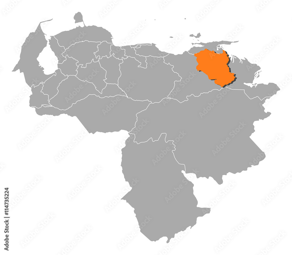 Obraz premium Map - Venezuela, Monagas