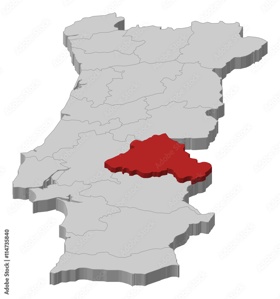 Fototapeta premium Map - Portugal, Portalegre - 3D-Illustration