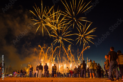 Fireworks during the Sea Days 2016 in Szczecin, Poland