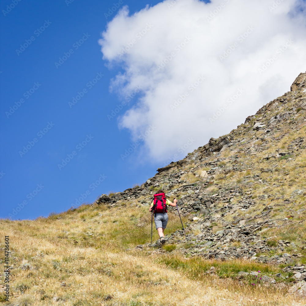 Hiking trail towards Arpisson summit. Aosta Valley, Italy