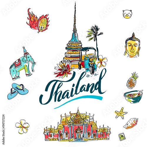A vector illustration of Info graphic elements for traveling to Thailand,