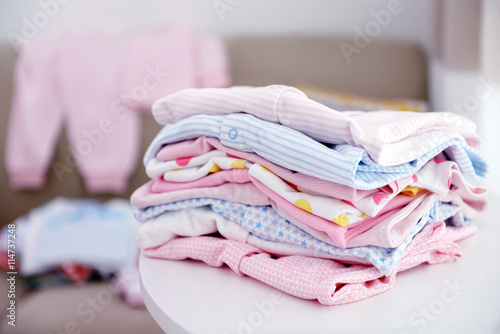 Baby linen on table indoors
