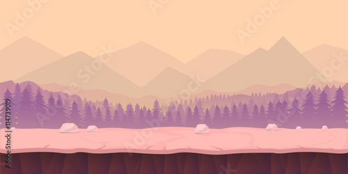game background 2d  application. Vector design. Tileable horizontally. Size 1024x512. Ready for parallax effect