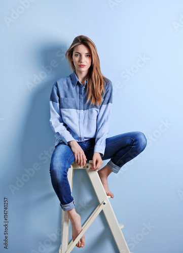Beautiful woman in shirt an...