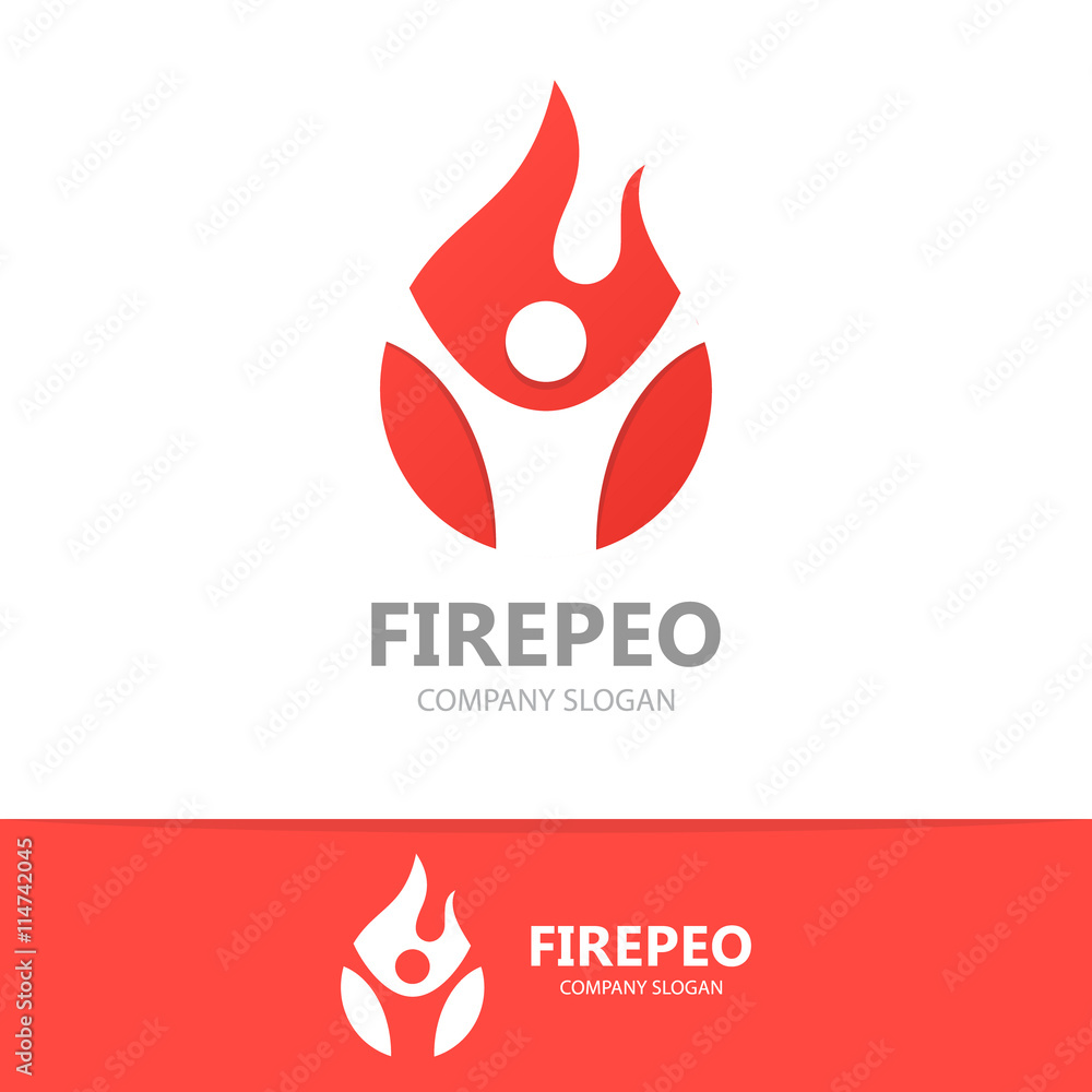 Vector logo combination of a man and fire. Vector logo combination of a man and fire.