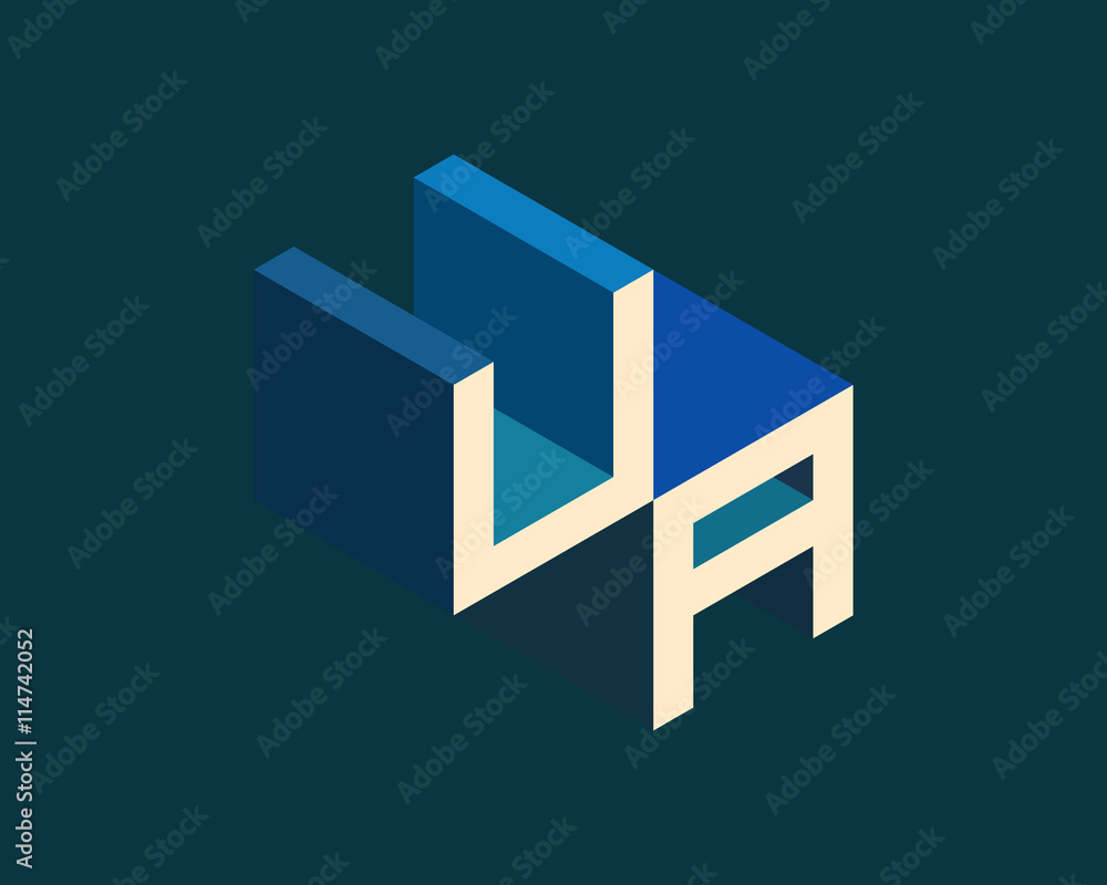 UA isometric 3D letter logo. three-dimensional stock vector alphabet font typography design. UA isometric 3D letter logo. three-dimensional stock vector alphabet font typography design.