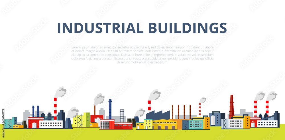 Set of Industrial Buildings vector illustration. Vector template for your design.