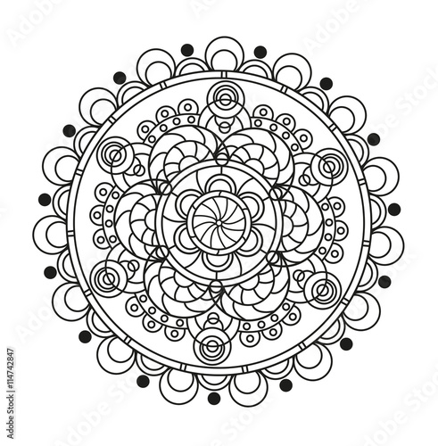 Black and white vector mandala for coloring book,mandala in bianco e nero vettoriale da colorare