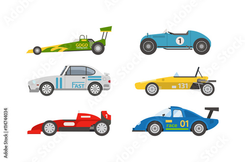 Race retro sport car. Supercar tuning retro sport car and flat style vector retro sport car illustration isolated on white background. Retro sport car vehicle automobile classic transport design.