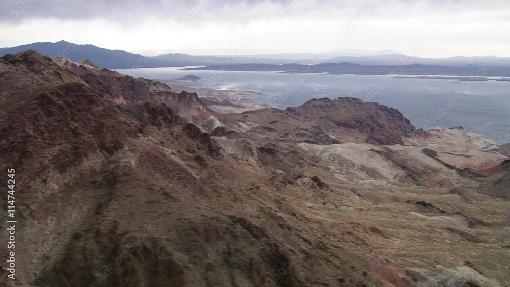 Flying over mountains near Lake Mead in Arizona Flying over mountains near Lake Mead in Arizona