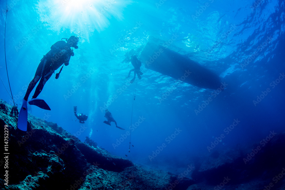 Fototapeta premium Boat diving