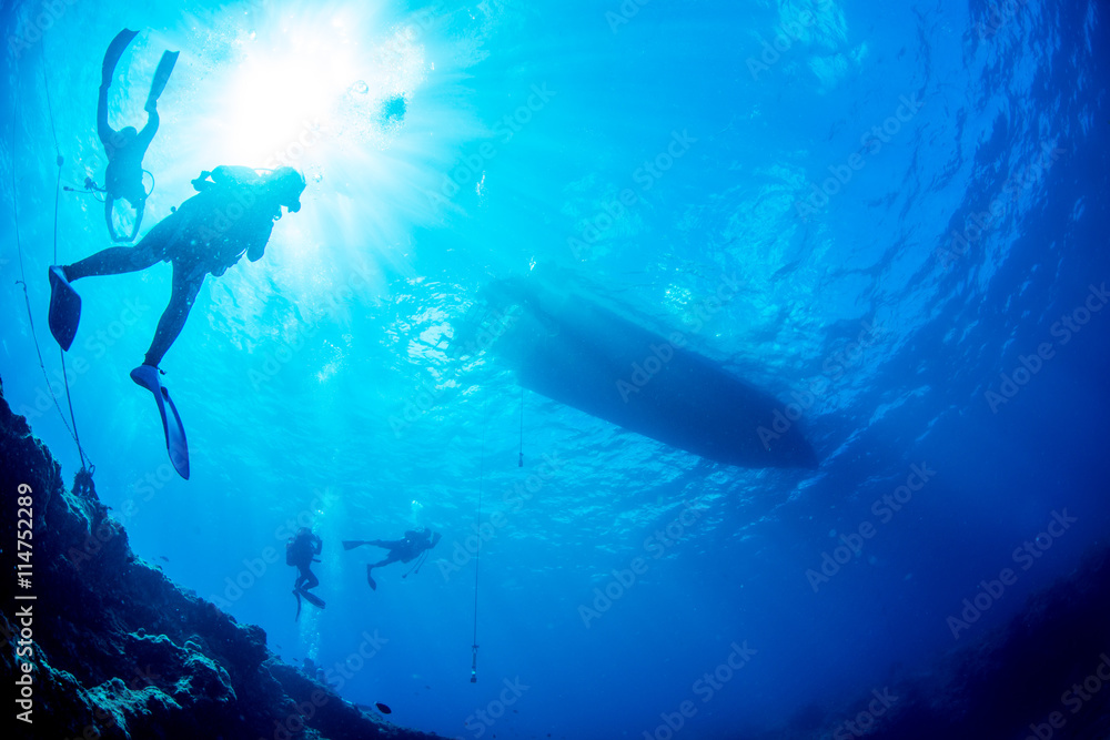 Fototapeta premium Boat diving