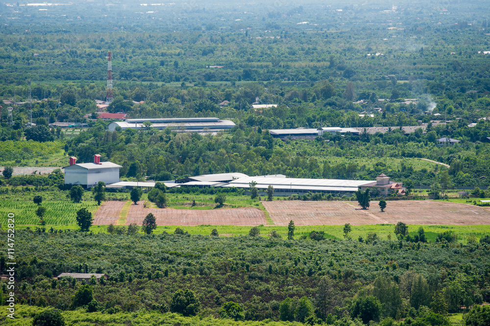 Fototapeta premium top view of country village in the north, Thailand.
