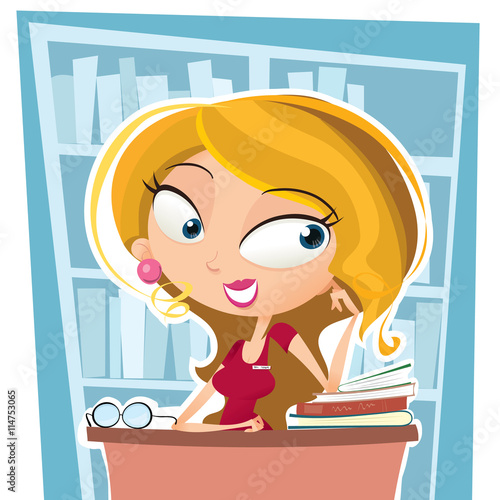 cartoon beautiful librarian