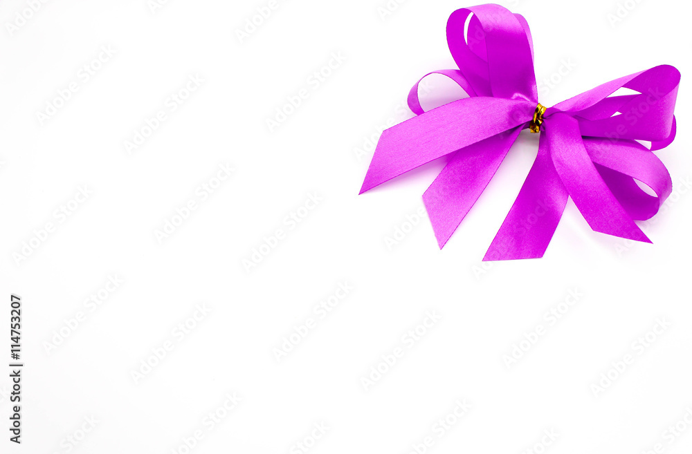 pink ribbon gift bow isolate on white background, text space pink ribbon gift bow isolate on white background, text space