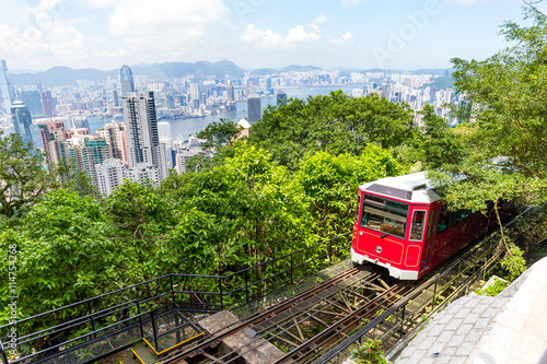 Tourist tram at the Peak in Hong Kong