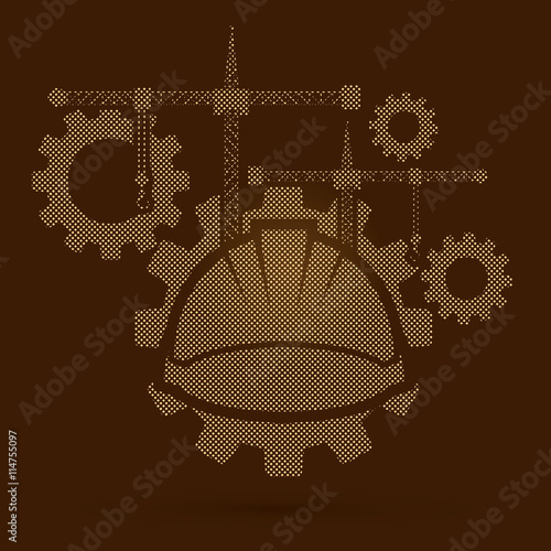 Construction building industry designed using dot pixels graphic vector.