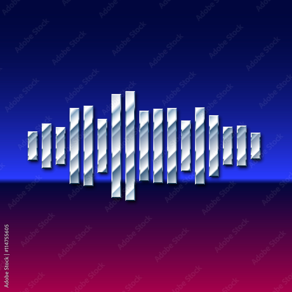 Fototapeta premium 80s styled chrome sound wave