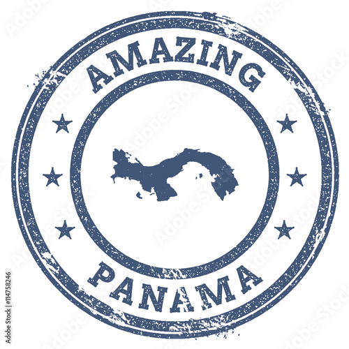 Vintage Amazing Panama travel stamp with map outline. Panama travel grunge round sticker.