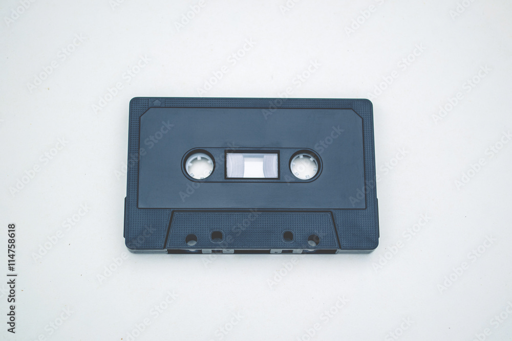 Old audiotape on white background