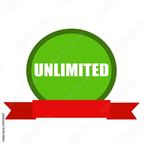 Принти на полотні unlimited white wording on Circle green background ribbon red
