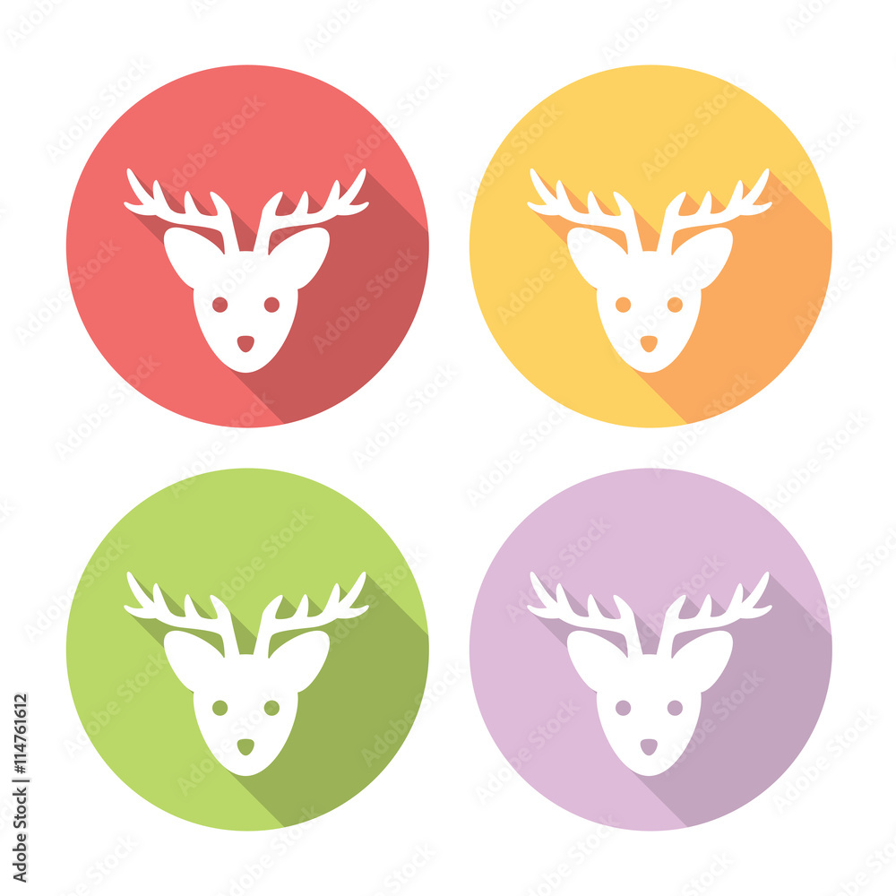 Christmas Deer Flat Icons Set Christmas Deer Flat Icons Set